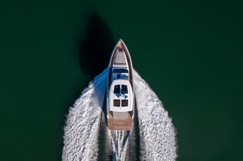 Slide: The Image of Aerial view of 2023 Fjord 41 XL yacht cruising on open water. - 67