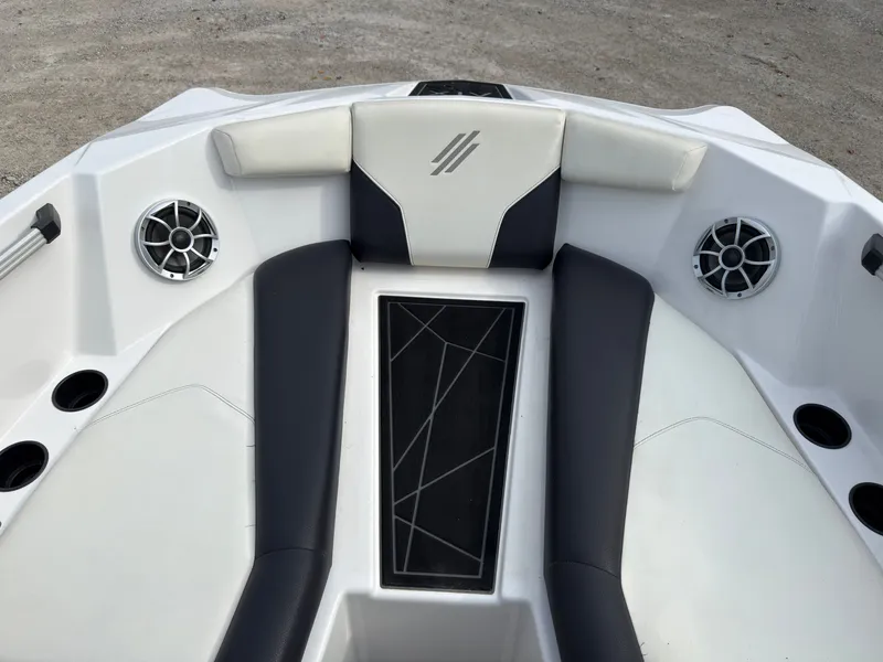 Slide: The Image of The image shows the bow area of a 2020 ATX Surf Boats 22 Type-S with speakers and seating. - 39