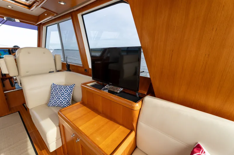 Slide: The Image of Interior of 2009 Grand Banks 45 Eastbay SX yacht with seating and TV. - 20