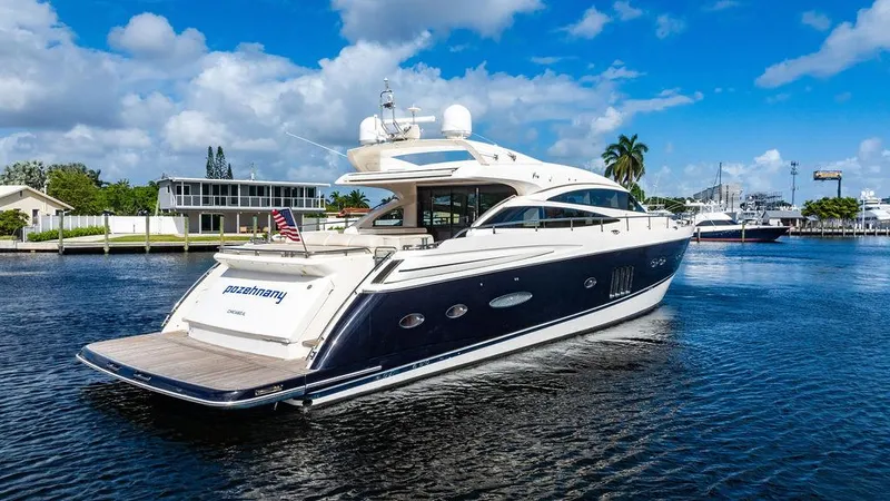Slide: The Image of Luxurious 2010 Princess V78 yacht cruising on a sunny day. - 8