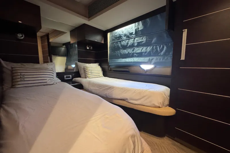 Slide: The Image of Luxurious twin cabin interior of 2006 Azimut 68S yacht with modern design. - 60