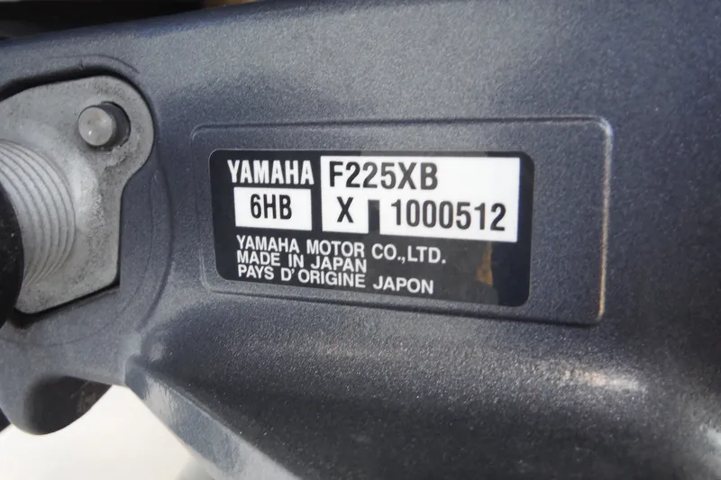 Slide: The Image of Label on Yamaha F225XB engine, model 6HB, made in Japan. - 29