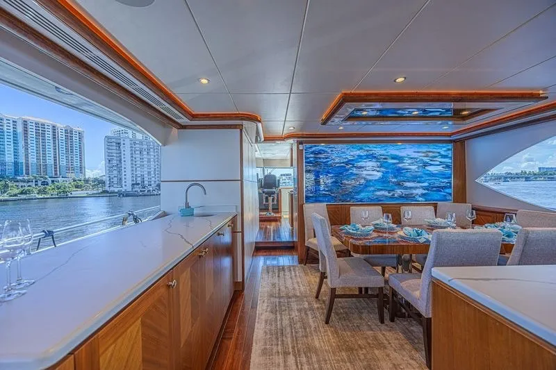 Slide: The Image of Luxurious interior of 2018 Ocean Alexander 85 E yacht with elegant dining area. - 24