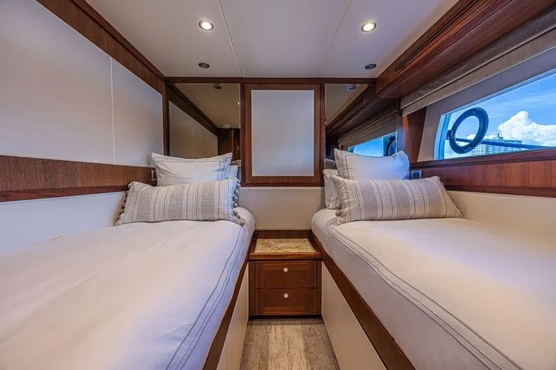 Slide: The Image of Luxurious twin cabin interior of 2018 Ocean Alexander 85 E yacht. - 36