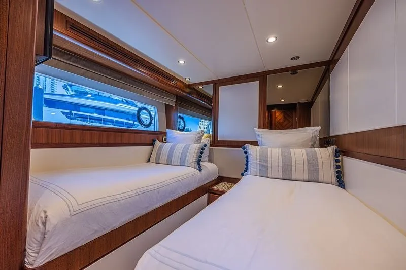 Slide: The Image of Luxurious twin cabin interior of 2018 Ocean Alexander 85 E yacht. - 38