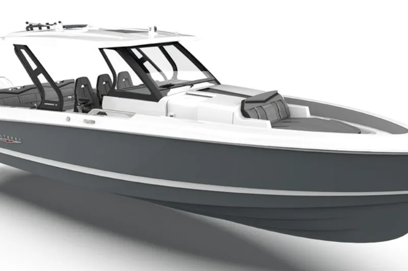 Slide: The Image of 2027 Monterey Elite 34 OB boat with sleek design and modern features. - 0