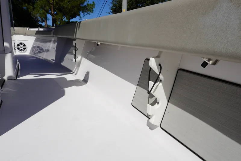 Slide: The Image of 2024 Sportsman Masters 267OE Bay Boat interior with sleek design and modern features. - 35