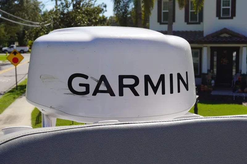 Slide: The Image of Garmin radar on 2024 Sportsman Masters 267OE Bay Boat, outdoor setting. - 52