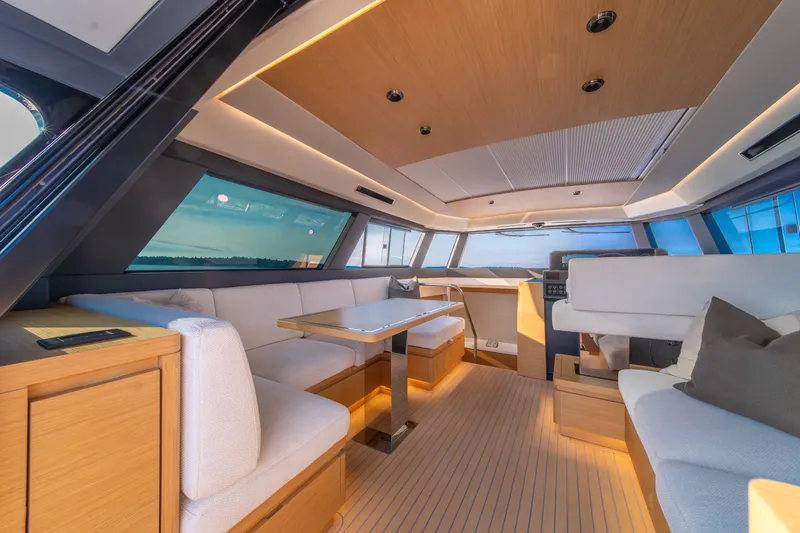 Slide: The Image of Luxurious interior of 2023 Pardo Yachts GT52 with modern seating and elegant design. - 24