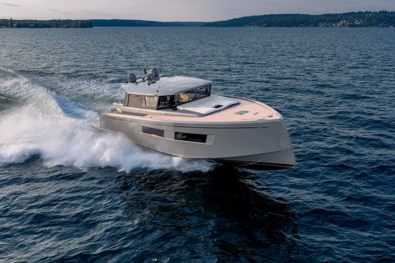 Slide: The Image of 2023 Pardo Yachts GT52 cruising on open water, showcasing sleek design and performance. - 6