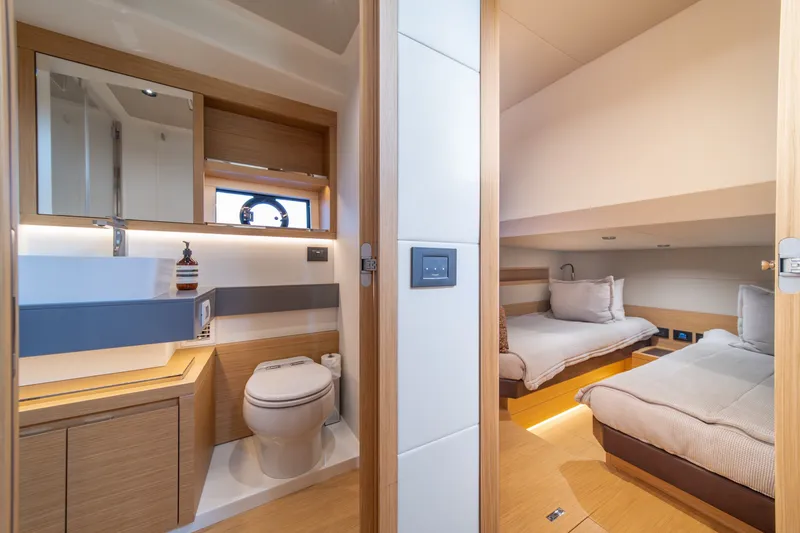 Slide: The Image of Luxurious interior of 2023 Pardo Yachts GT52 featuring bathroom and twin bedroom. - 37