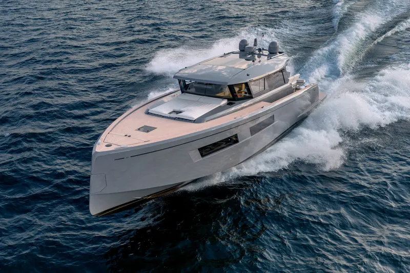 Slide: The Image of 2023 Pardo Yachts GT52 cruising on open water, showcasing sleek design and performance. - 3