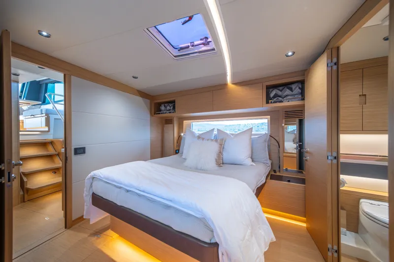 Slide: The Image of Luxurious interior of 2023 Pardo Yachts GT52 with modern bedroom design. - 32