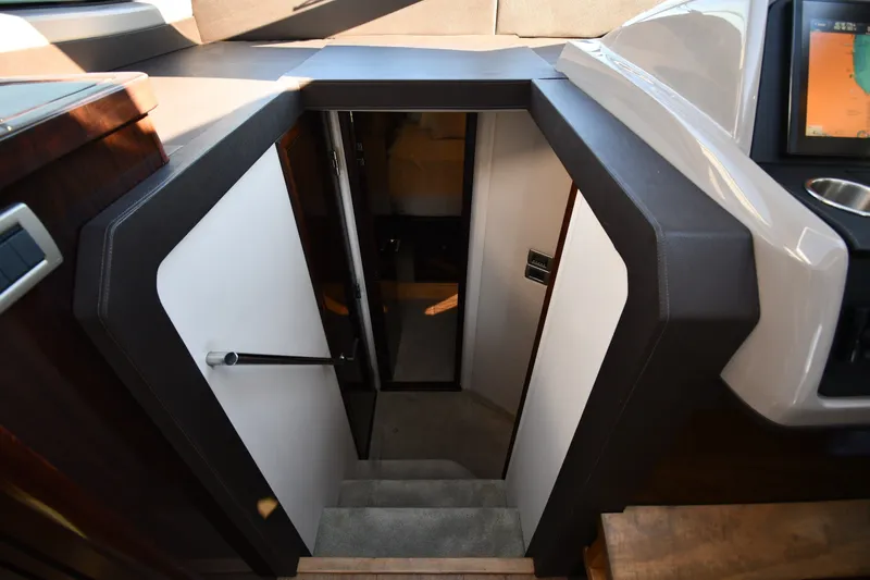 Slide: The Image of Interior stairs of 2017 Sea Ray Sundancer 400 yacht, leading to lower cabin. - 14