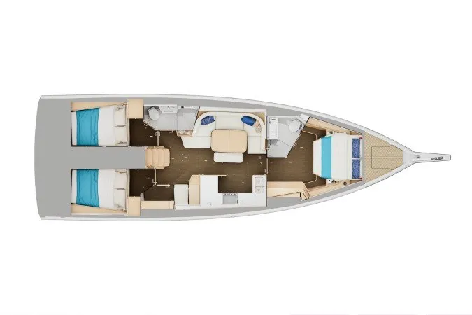 Slide: The Image of Manufacturer Provided Image: 2026 Jeanneau Sun Odyssey 455 yacht interior layout with cabins and living area. - 29