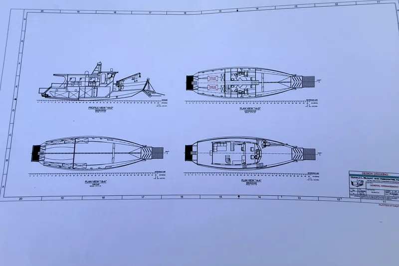 Slide: The Image of Blueprint of 2013 Silver Ships Inc Barrows 60 vessel, showing detailed design views. - 45