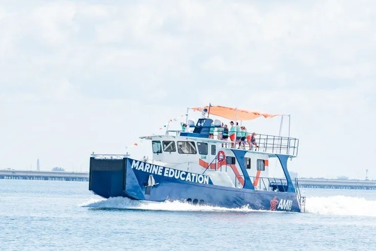 Slide: The Image of 2013 Silver Ships Inc Barrows 60 vessel for marine education on open water. - 1