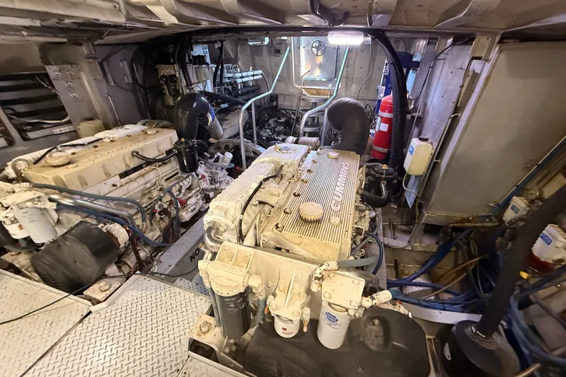 Slide: The Image of Engine room of 2013 Silver Ships Inc Barrows 60, featuring Cummins engines and equipment. - 42