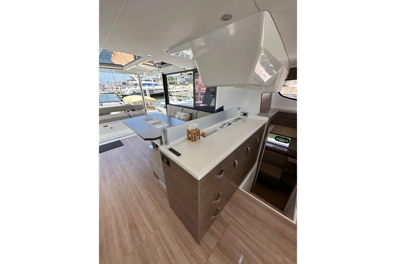 Slide: The Image of Modern interior of 2023 Bali 4.4 yacht with sleek kitchen and dining area. - 57