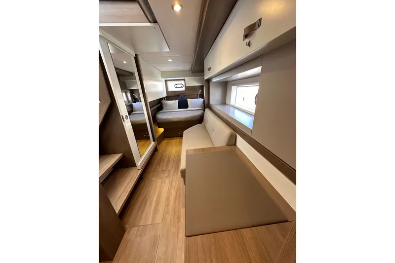 Slide: The Image of Luxurious interior of 2023 Bali 4.4 yacht featuring a cozy bedroom and modern furnishings. - 85