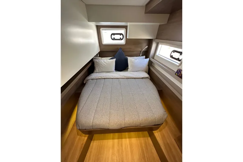 Slide: The Image of Cozy bedroom in 2023 Bali 4.4 yacht with modern design and natural light. - 72