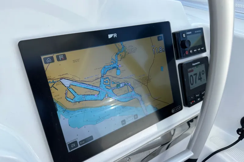 Slide: The Image of Navigation system on a 2023 Bali 4.4 yacht displaying nautical charts. - 40