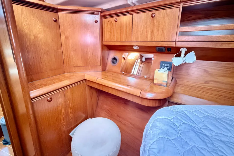 Slide: The Image of Luxurious wooden interior of 2008 Jeanneau Sun Odyssey 49 DS yacht cabin. - 71