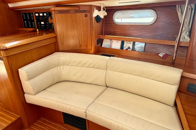 Slide: The Image of Interior of 2008 Jeanneau Sun Odyssey 49 DS with beige leather seating. - 51
