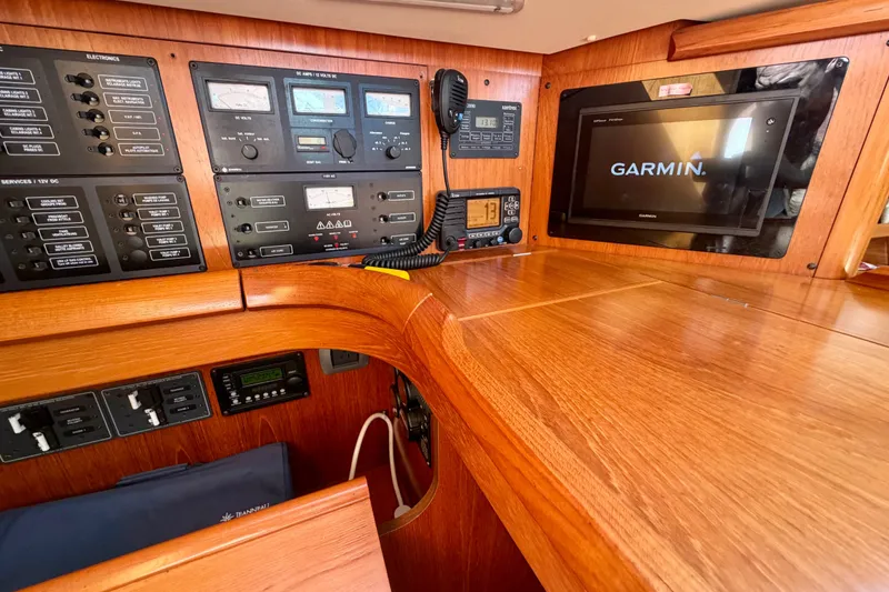 Slide: The Image of Navigation panel of 2008 Jeanneau Sun Odyssey 49 DS with Garmin display and control instruments. - 44