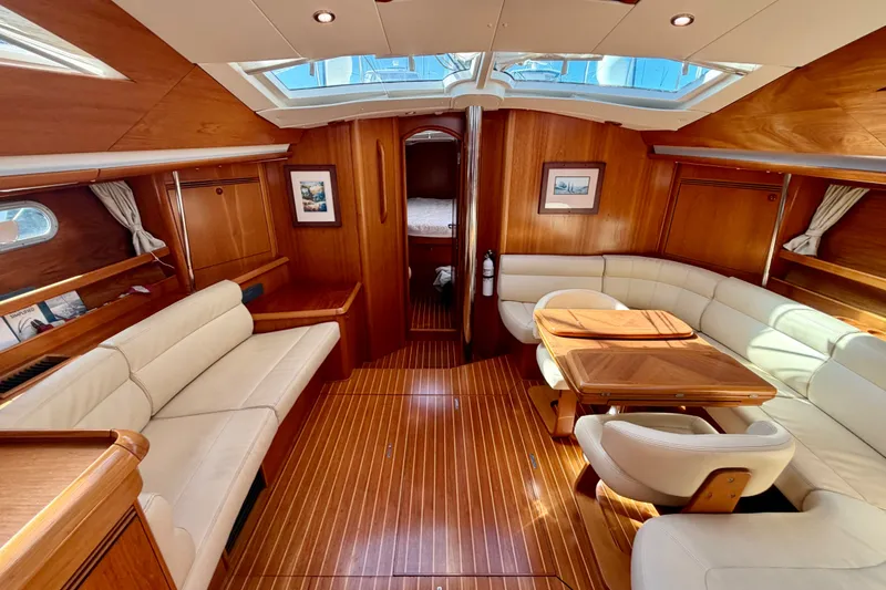 Slide: The Image of Luxurious interior of 2008 Jeanneau Sun Odyssey 49 DS yacht with elegant wood finish. - 41