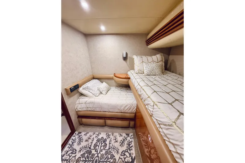 Slide: The Image of Luxurious cabin interior of 2007 Azimut 68E yacht with cozy twin beds. - 39