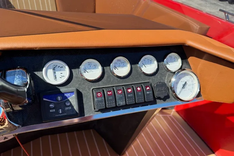 Slide: The Image of Dashboard of 2007 Frauscher 686 Lido boat with gauges and controls. - 11