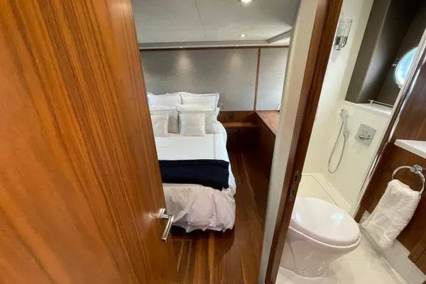 Slide: The Image of Luxurious cabin interior of 2016 Sunseeker Predator 57 yacht with ensuite bathroom. - 48