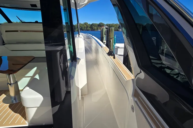 Slide: The Image of 2026 Tiara Yachts 56 LS luxury yacht interior with sleek design and waterfront view. - 39