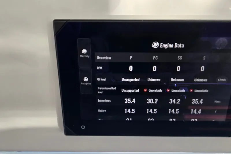 Slide: The Image of Display screen showing engine data for 2026 Tiara Yachts 56 LS. - 84