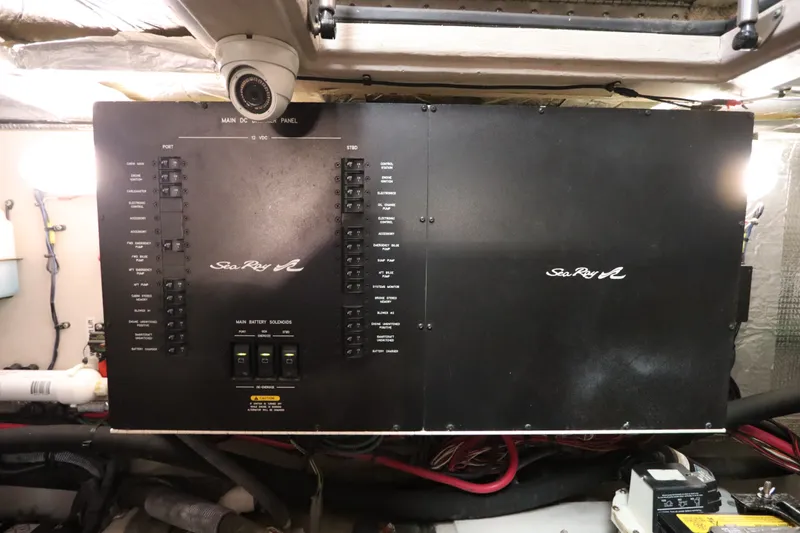 Slide: The Image of Electrical panel of a 2005 Sea Ray 390 Motor Yacht in the engine room. - 61