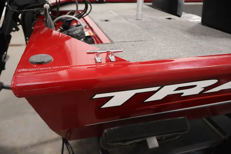 Slide: The Image of Red 2019 Tracker Pro 170 boat with visible deck and cleat. - 41