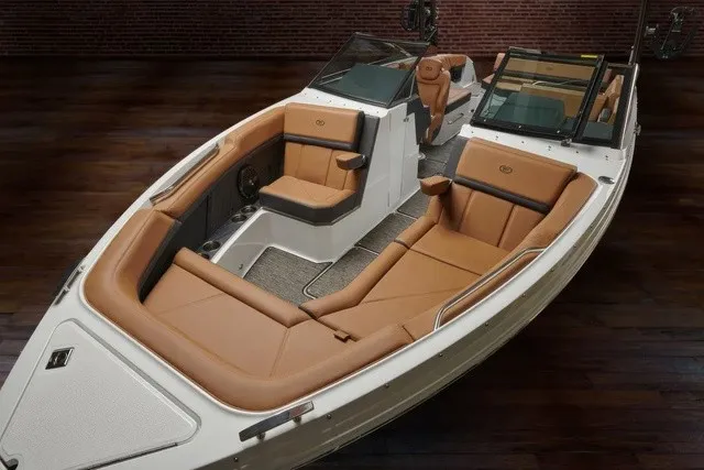 Slide: The Image of 2027 Cobalt R8 with luxurious brown leather seating and modern design. - 16