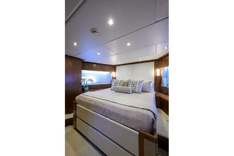 Slide: The Image of Luxurious bedroom interior of 2018 Hargrave Raised Pilothouse yacht with modern decor. - 54
