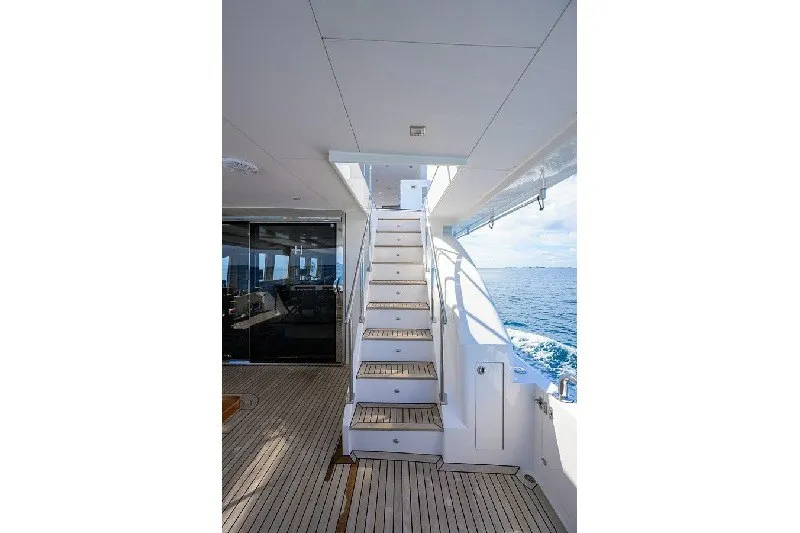 Slide: The Image of Staircase on 2018 Hargrave Raised Pilothouse yacht with ocean view. - 14