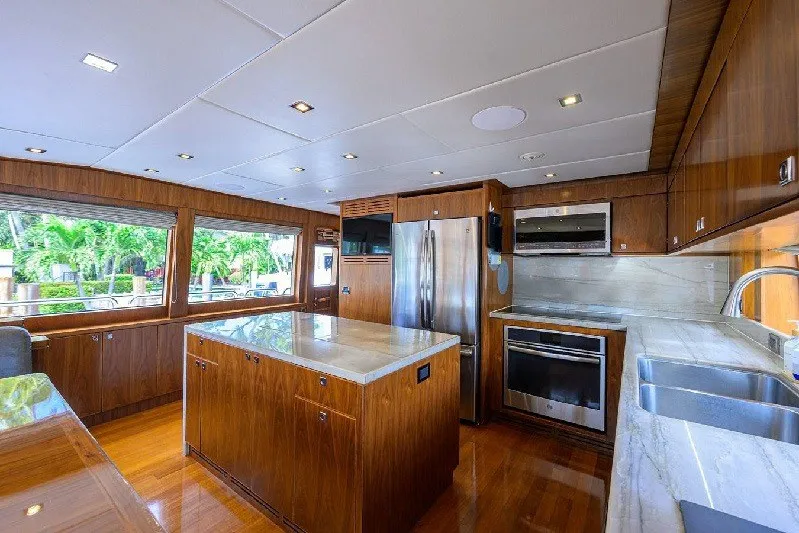Slide: The Image of Luxurious kitchen interior of 2018 Hargrave Raised Pilothouse yacht with modern appliances. - 33
