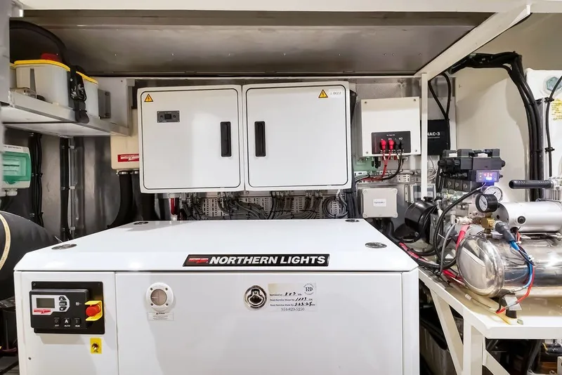 Slide: The Image of Engine room of a 2021 Steeler 60S yacht featuring Northern Lights generator. - 116