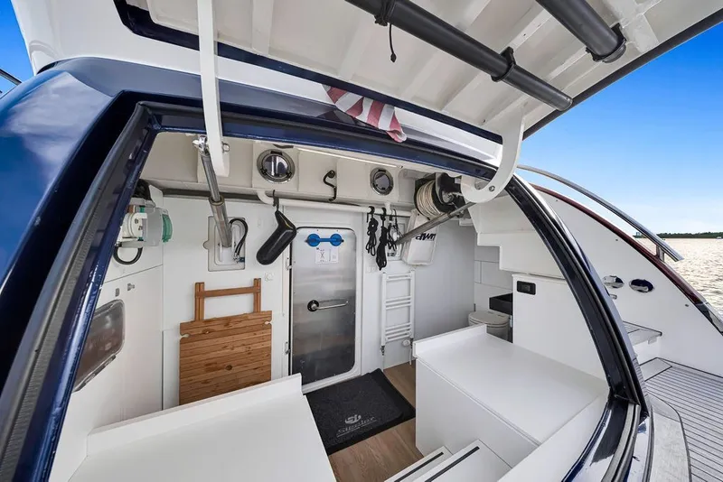 Slide: The Image of Interior view of 2021 Steeler 60S yacht showcasing storage and equipment. - 52