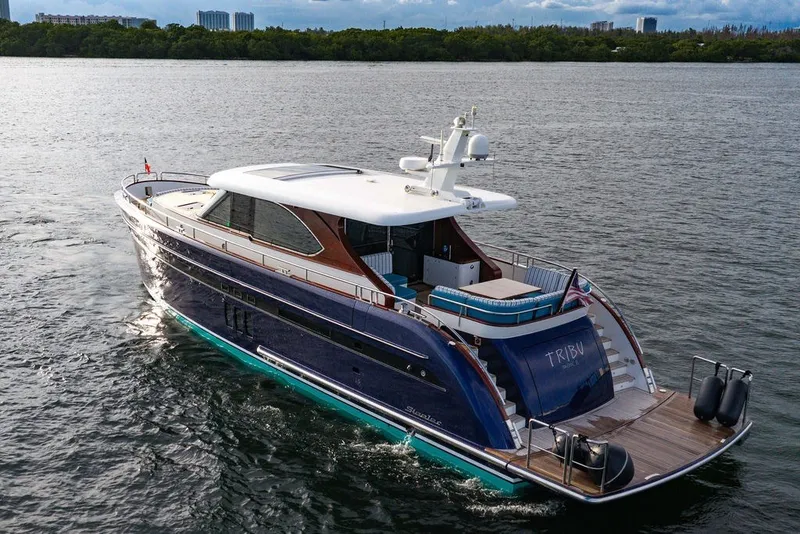 Slide: The Image of Luxurious 2021 Steeler 60S yacht cruising on serene waters, showcasing sleek design and elegance. - 40