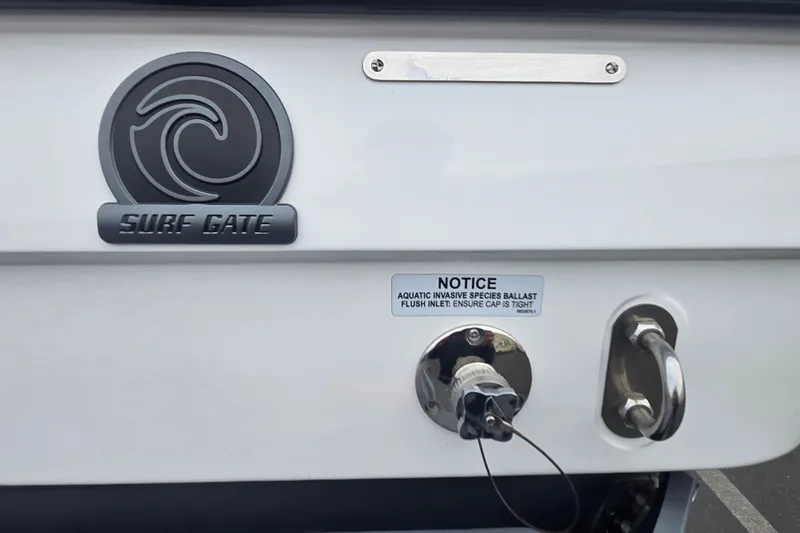 Slide: The Image of 2025 Malibu Wakesetter 23 LSV Surf Gate and ballast flush inlet detail. - 23