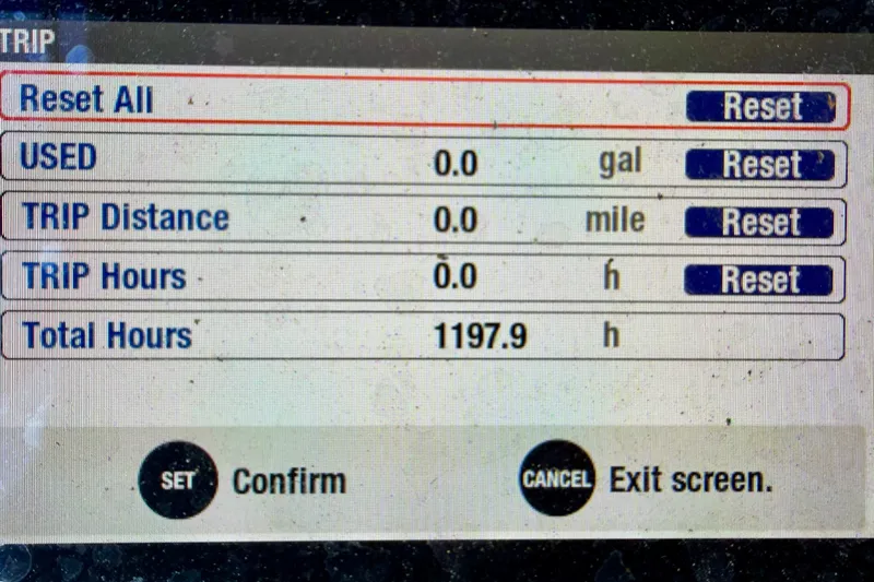 Slide: The Image of Dashboard display showing trip data and total hours for BlackJack 224, 2012 model. - 8