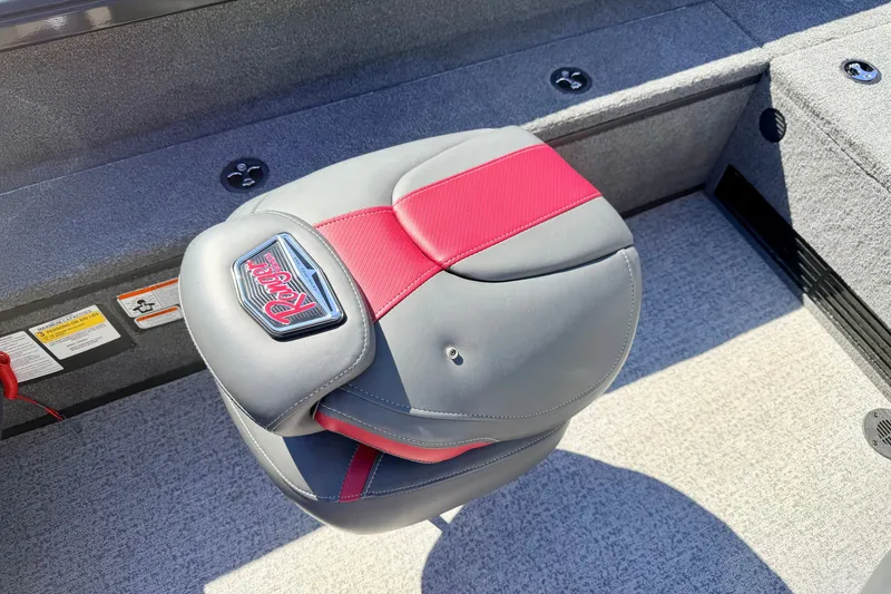 Slide: The Image of Gray and red seat in 2023 Ranger VS1665T boat interior. - 36