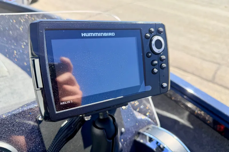 Slide: The Image of Humminbird Helix 5 fish finder on 2023 Ranger VS1665T boat dashboard. - 42