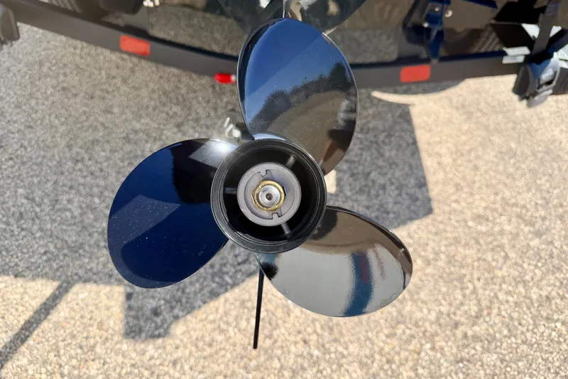 Slide: The Image of Close-up of a 2023 Ranger VS1665T boat propeller on a sunny day. - 19