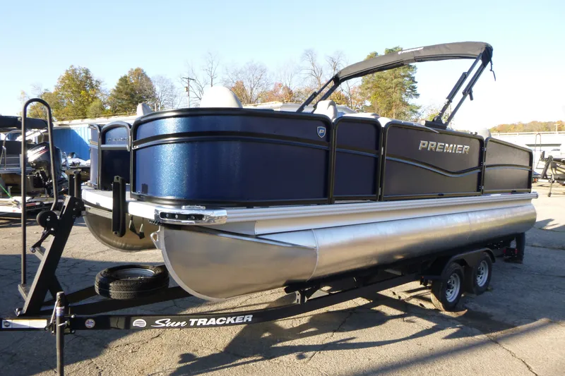 Slide: The Image of 2027 Premier 210 Sunsation Angler 4PT pontoon boat on Sun Tracker trailer. - 9